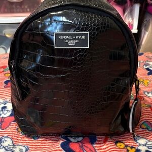 Kendall & Kylie Glossy Black Croc Backpack